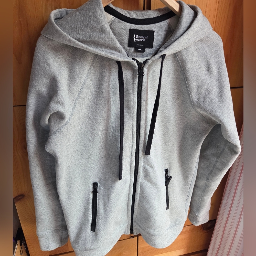 Illustrated Example Women's Grey Heavyweight Full Zip Hoodie Size Small